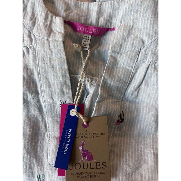 Joules Juliette Top 100% Linen Size 2 Small Top Sleeveless V Neck UK - Picture 3 of 7